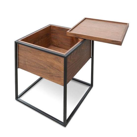 Cane Scandinavian Side Table - Walnut Bedside Table IGGY-Core   