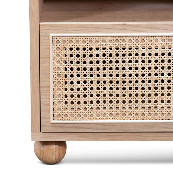 Haley Wooden Side Table with Rattan Front - Natural Bedside Table KD-Core   