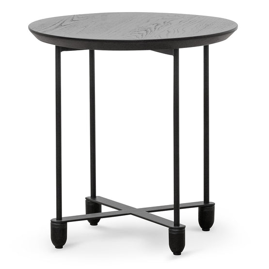 Keneth Wooden Top Side Table - Full Black Side Table M-Sun-Core   