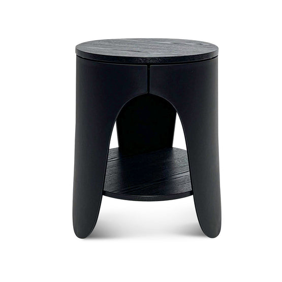 Jackson Round Side Table - Full Black Bedside Table Swady-Core   