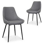 Set of 2 - Alfie Fabric Dining Chair - Dark Grey Dining Chair Sendo-Core   