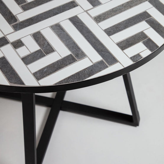 Tella Ceramic Top Dining Table - Black & White Dining Table The Form-Local   