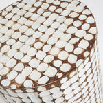 Tropic Handmade Mosaic Coconut Shell Stool Side Table - White & Natural Side Table The Form-Local   