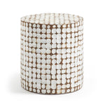 Tropic Handmade Mosaic Coconut Shell Stool Side Table - White & Natural Side Table The Form-Local   