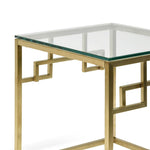Anderson Side Table - Glass Top - Brushed Gold Base Side Table Blue Steel Metal-Core   