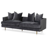 Andre 3 Seater Sofa - Cosmic Grey velvet with Brushed Gold Legs Sofa Casa-Core   