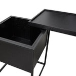 Cane Scandinavian Side Table - Black Bedside Table IGGY-Core   