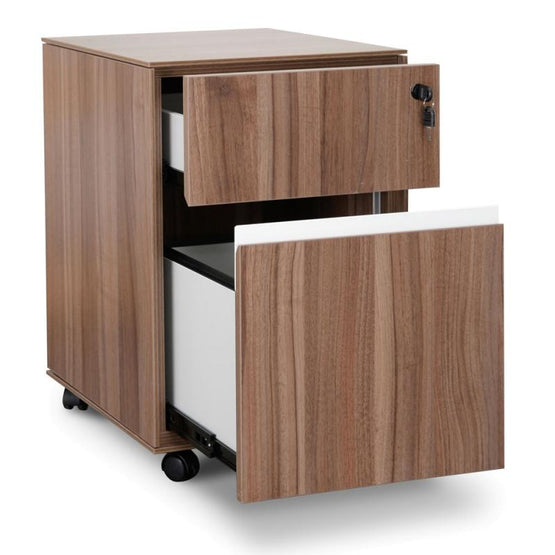 Excel 2 Drawer Wooden Mobile Pedestal - Walnut Pedestal Sun Desk-Core   