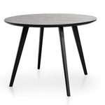 Halo 100cm Veneer Top Round Dining Table - Full Black Dining Table Swady-Core   