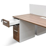 Halo 2 Seater 160cm Walnut Office Desk With Privacy Screen - Last One Workstation Sun Desk-Core   