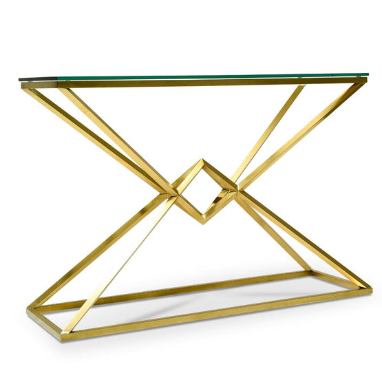 Hayes 1.2m Glass Console Table - Gold Base Console Table K Steel-Core   
