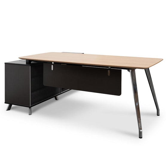 Hayes 2m Right Return Office Desk - Natural - Black Office Desk Sun Desk-Core   
