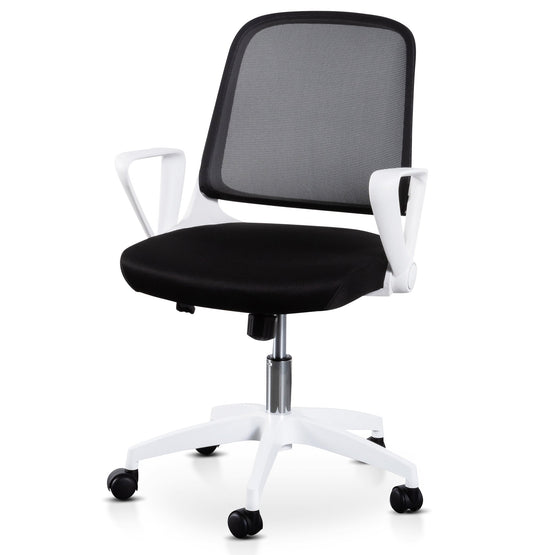 Heston Black Office Chair - White Arm and Base Office Chair LF-Core   