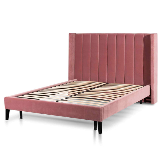 Hillsdale Queen Bed Frame - Blush Peach Velvet - Last One Queen Bed Ming-Core   