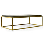 Ian 140cm Wooden Top Coffee Table - Black - Golden Coffee Table Nicki-Core   