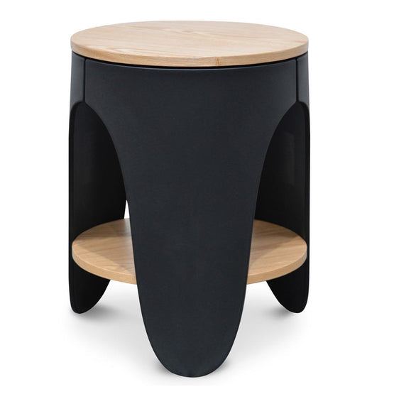 Jackson Round Side Table - Natural - Black Side Table Swady-Core   