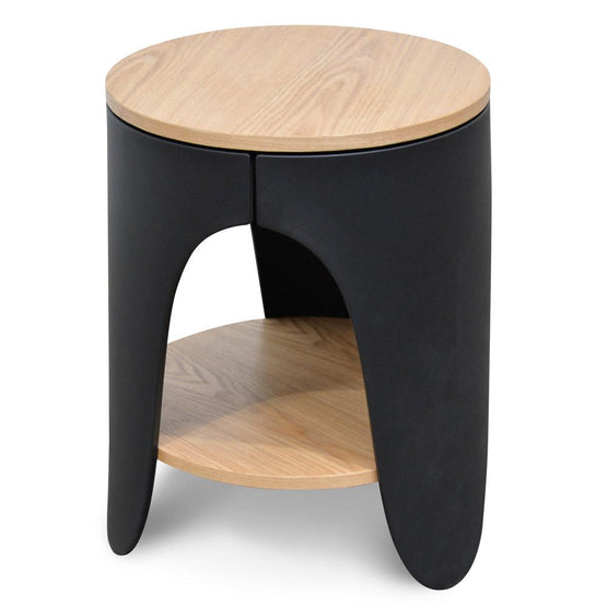 Jackson Round Side Table - Natural - Black Side Table Swady-Core   