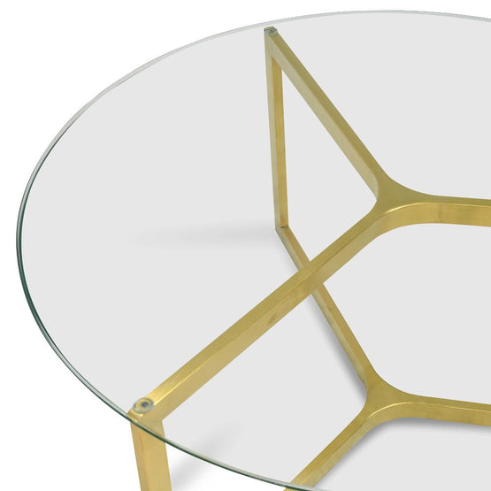 Janet 85cm Glass Round Coffee Table - Gold Base Coffee Table K Steel-Core   