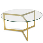 Janet 85cm Glass Round Coffee Table - Gold Base Coffee Table K Steel-Core   