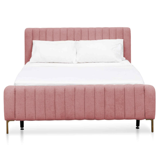 Korey Queen Bed Frame - Blush Peach Velvet - Last One Queen Bed Ming-Core   