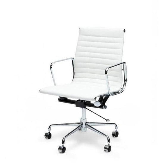 Floyd Low Back Office Chair - White Leather Office Chair Yus Furniture-Core   