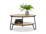 Marcelle 74cm Round Coffee Table - Light Oak Top Black Frame Coffee Table Eastern-local   