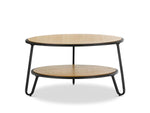 Marcelle 74cm Round Coffee Table - Light Oak Top Black Frame Coffee Table Eastern-local   