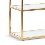 Maureen 1.4m Glass Console Table - Brushed Gold Base Console Table Blue Steel Metal-Core   