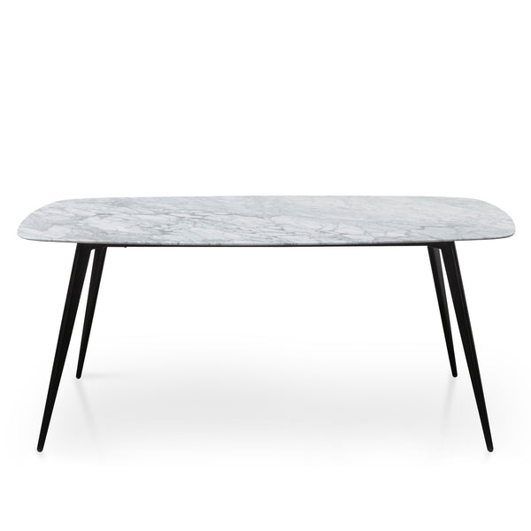 Maxwell 1.8m White Marble Dining Table Black Legs Interior Secrets