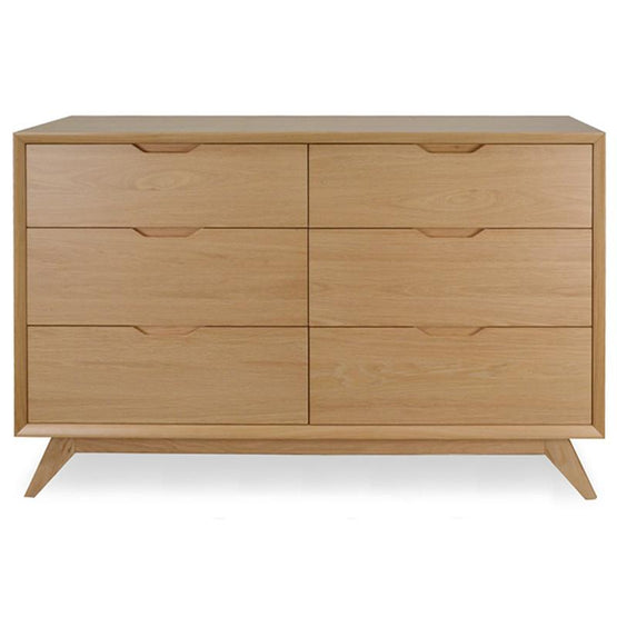 Nora 6 Drawer Wide Chest Wood Dressing - Natural Drawer VN-Core   