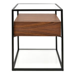 Norman Scandinavian Metal Frame Side Table - Walnut Bedside Table IGGY-Core   
