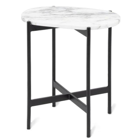 Rhonde Oval Marble Side Table - White Side Table Warran-Local   
