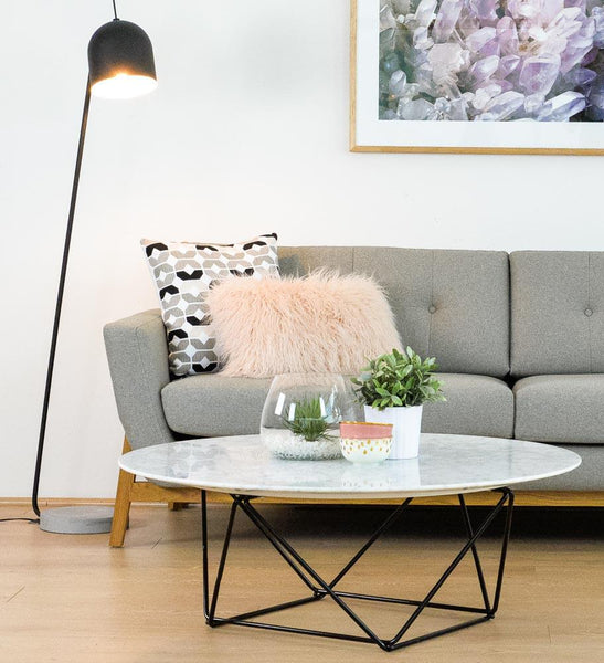 Robin 100cm Round Marble Coffee Table Black Base Interior Secrets