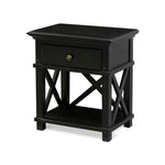 Satarra Black Timber Bedside Table Bedside Table One World Collection-Local   