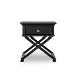 Satarra Cross Legs Black Timber Bedside Table Side Table One World Collection-Local   
