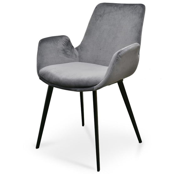 Set of 2 Alice Dining Chair - Dark Grey Velvet Dining Chair Sendo-Core   