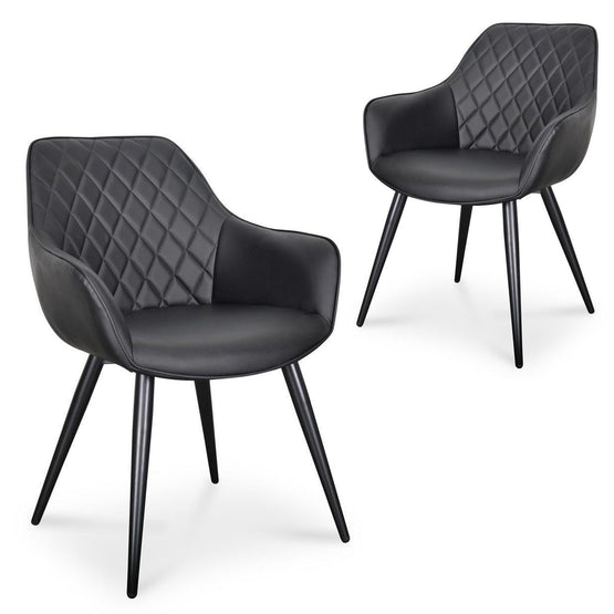 Set Of 2 - George Dining Chair - Black PU Dining Chair Sendo-Core   