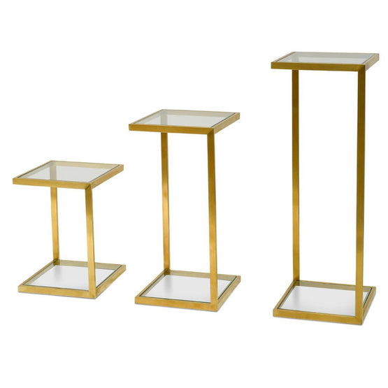 Set of 3 Luke Glass Side Table - Gold Base Side Table K Steel-Core   