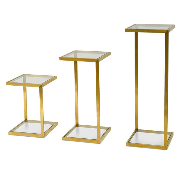 Set of 3 Luke Glass Side Table Gold Base Interior Secrets