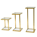 Set of 3 Luke Glass Side Table - Gold Base Side Table K Steel-Core   