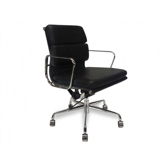 Ashton Low Back Office Chair - Black Leather Office Chair Yus Furniture-Core   