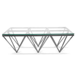 Tafari 1.2m Coffee Table - Glass Top - Silver Steel Base Coffee Table Blue Steel Metal-Core   