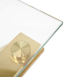 Vanessa 120cm Glass Home Office Desk - Brushed Gold Base Home Office Desk Blue Steel Metal-Core   
