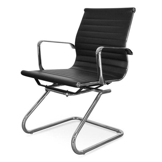 Charlie Visitor Office Chair - Black PU Office Chair Yus Furniture-Core   