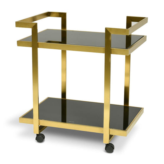 Walter Bar Cart - Tempered Glass - Gold Base Bar Cart K Steel-Core   