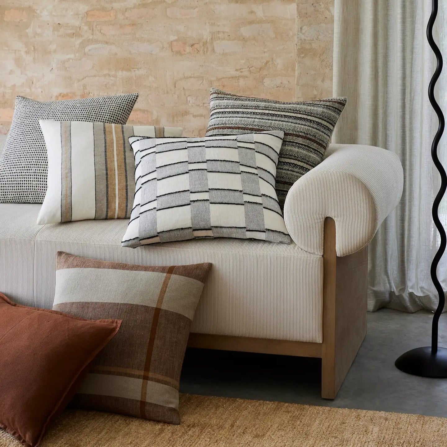 Franco 50cm Premium Linen Stripe Cushion Cushion Weave-Local