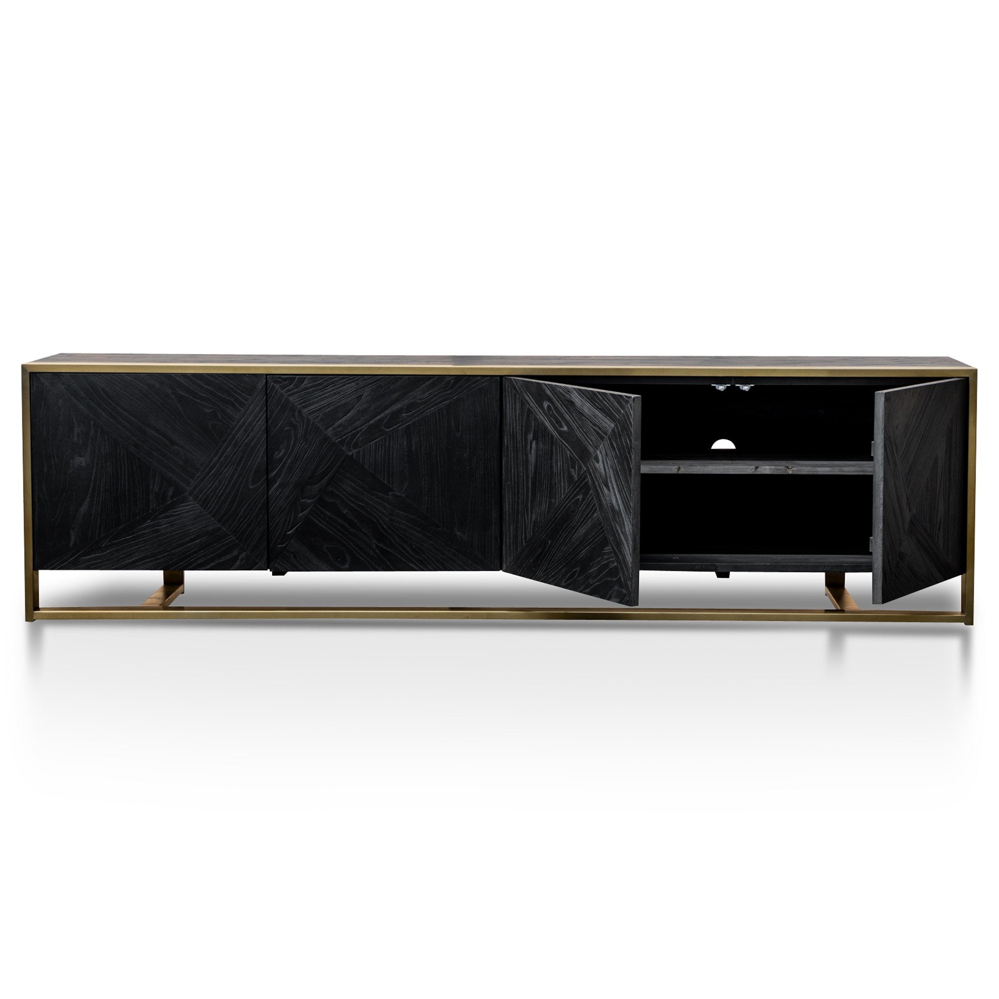 Ex Display - Nicole 2.2m Wooden TV Entertainment Unit - Black TV/Entertainment Unit Nicki-Core   