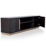 Ex Display - Wilma 1.8m Wooden TV Entertainment Unit - Peppercorn and Brass
