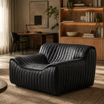 Duvina Armchair - Black Leather Armchair Nova-Core
