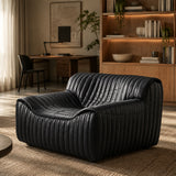 Duvina Armchair - Black Leather Armchair Nova-Core
